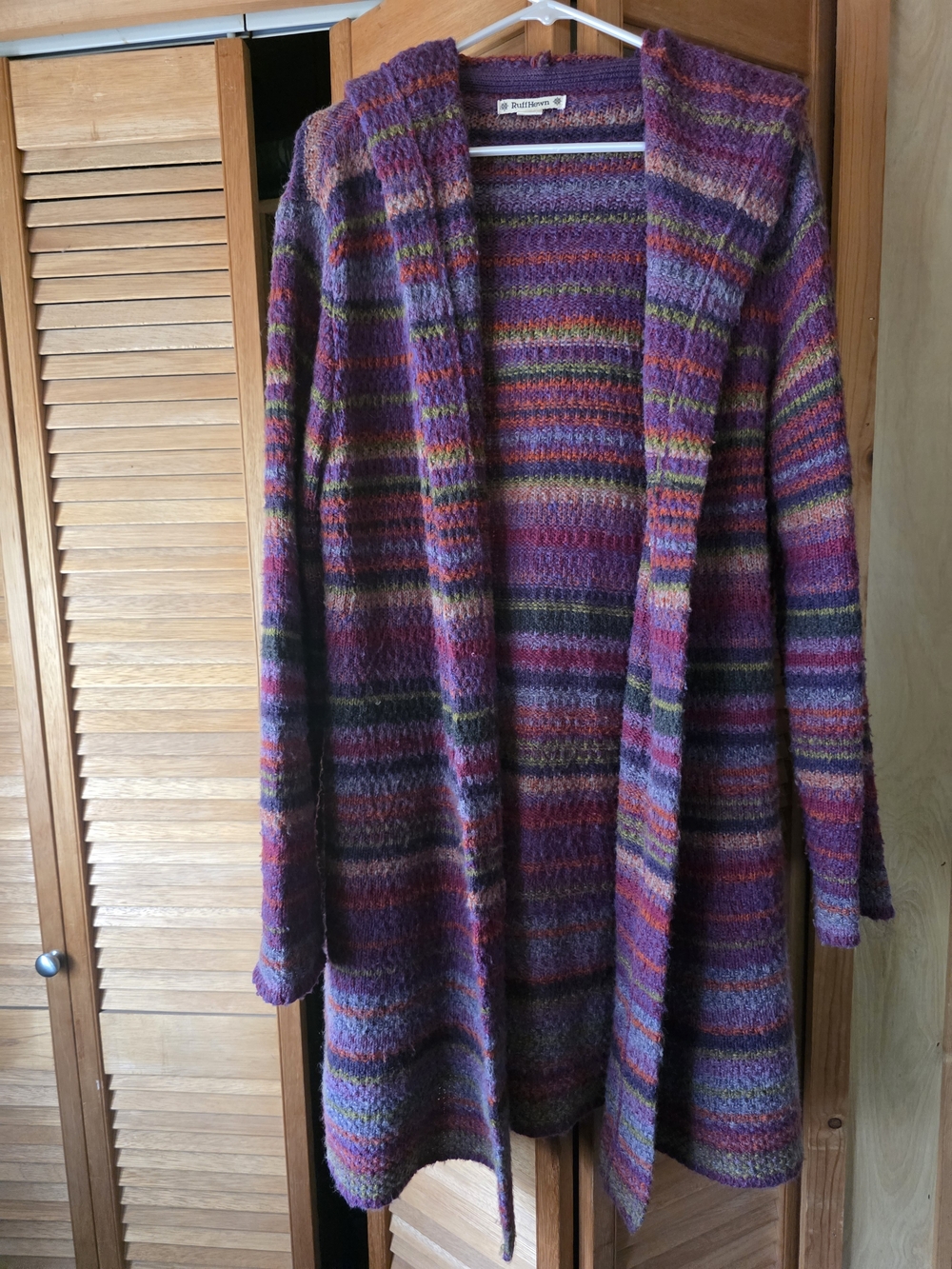 Ruff HEWN Multi-Color Hooded Open-Front Sweater Cardigan